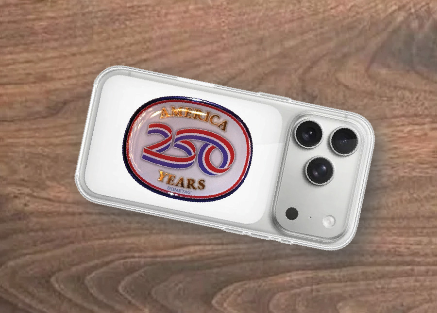 Domed label on a phone case