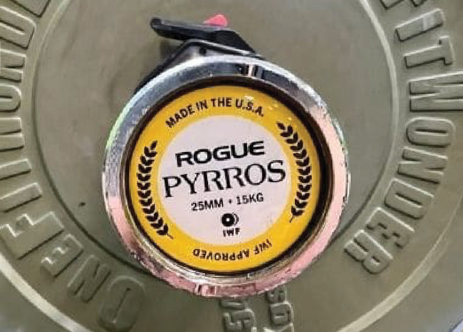 Domed label on a Rogue weight plate